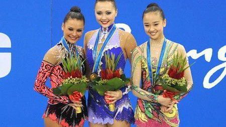 podium individual all-around gold in rhythmic gymnastics